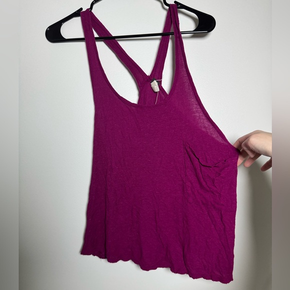 Free People We The Free Magenta Ribbed Racerback Swing Tank Top XS - Picture 4 of 6